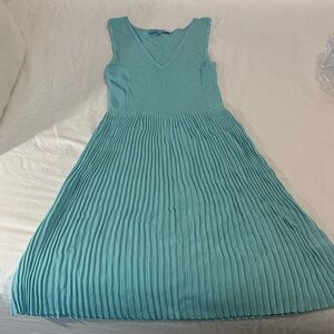 ANTONIO MELANI Teal Pleated Midi Dress